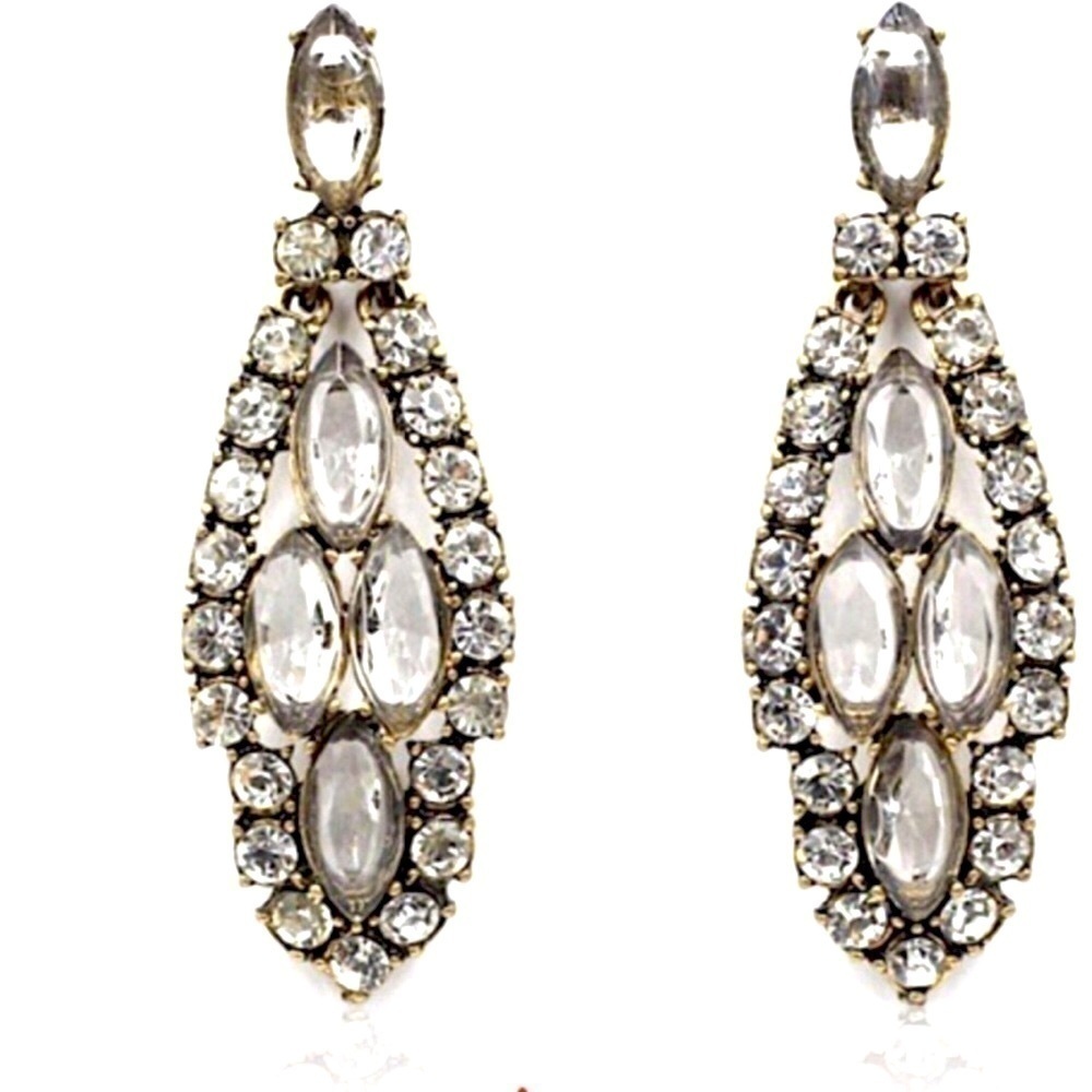 NEW Long Crystal Post EARRINGS, CRYSTAL STATEMENT DROPS #326